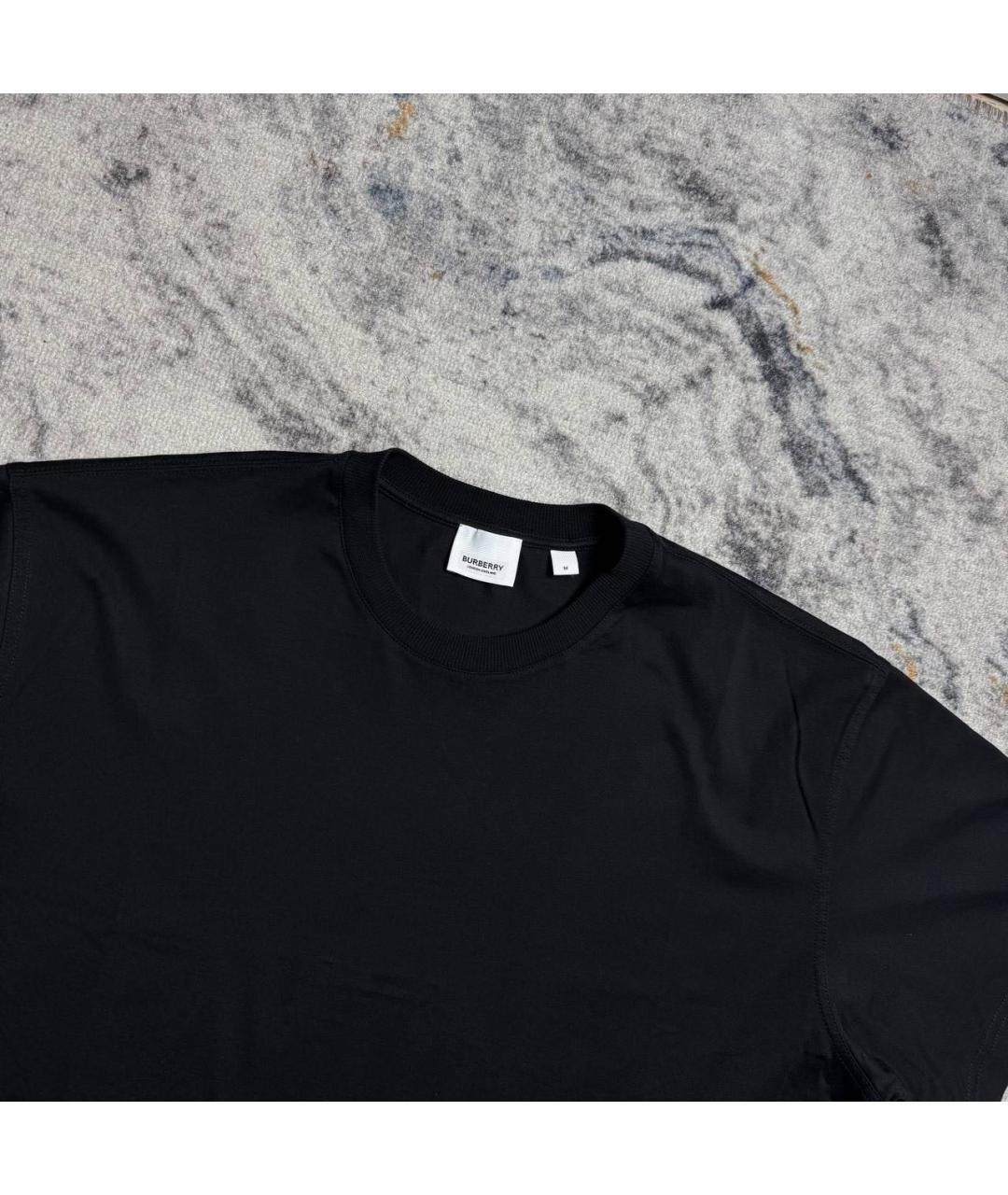 BURBERRY Черная хлопковая футболка, фото 4