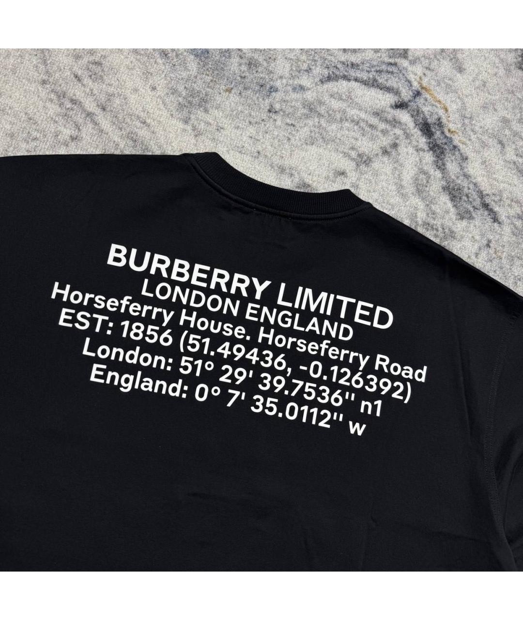 BURBERRY Черная хлопковая футболка, фото 3