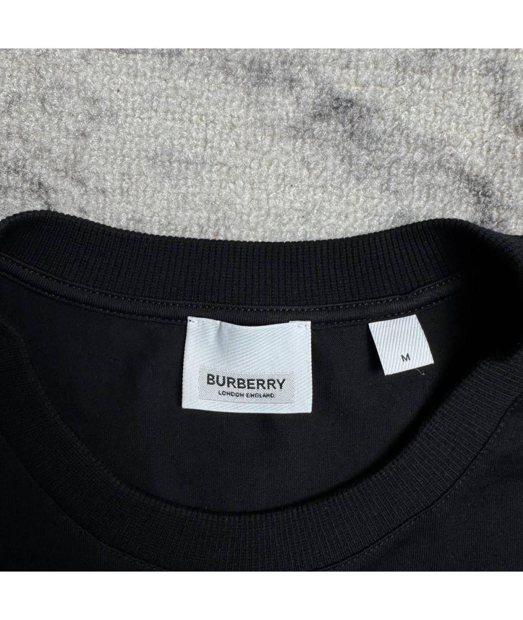 BURBERRY Черная хлопковая футболка, фото 5