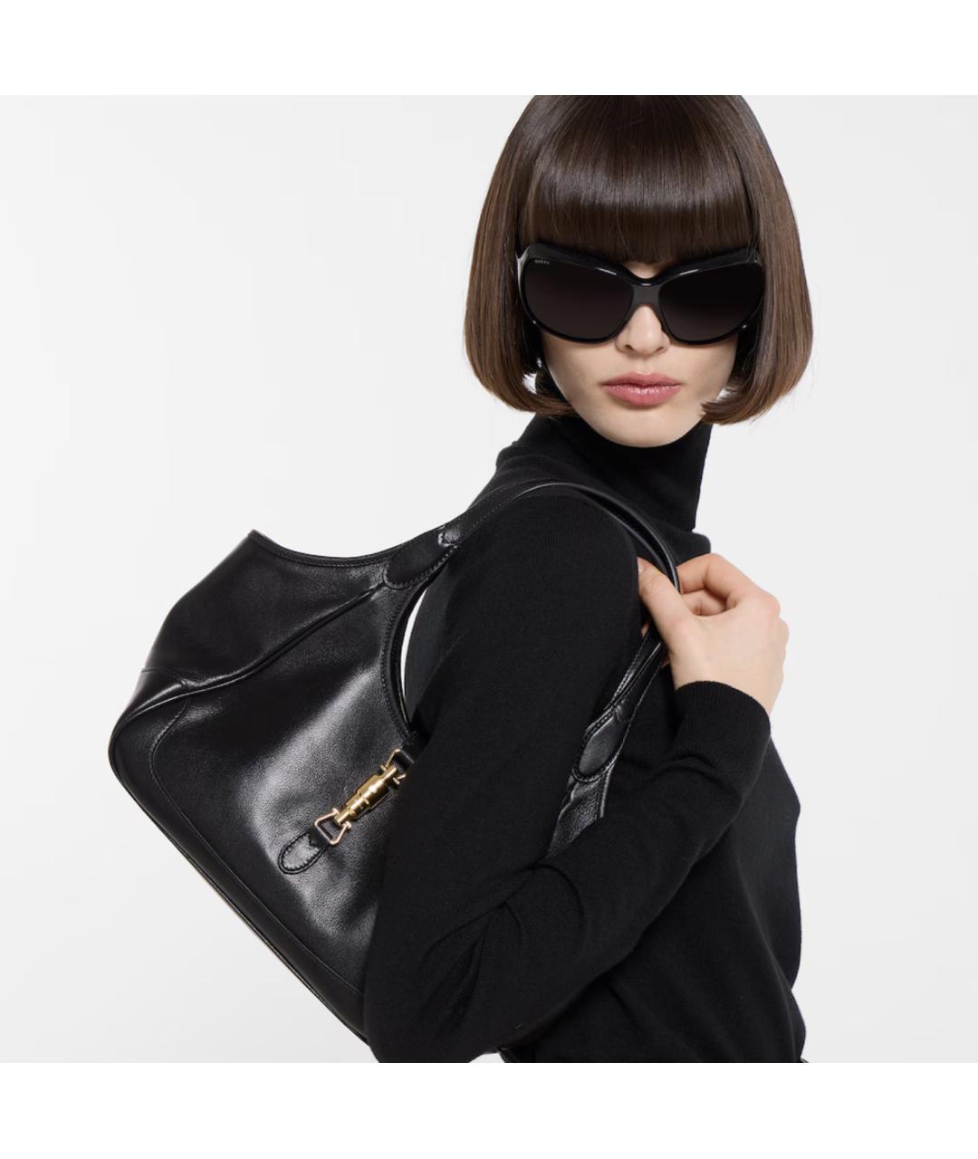 GUCCI Черная кожаная сумка тоут, фото 6