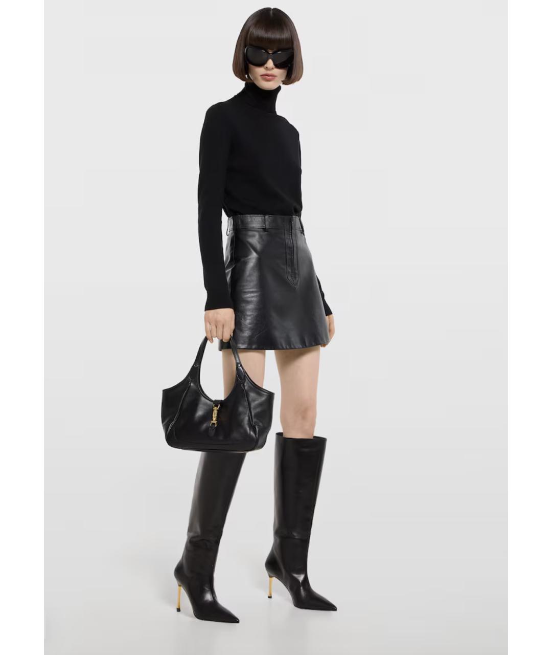 GUCCI Черная кожаная сумка тоут, фото 3