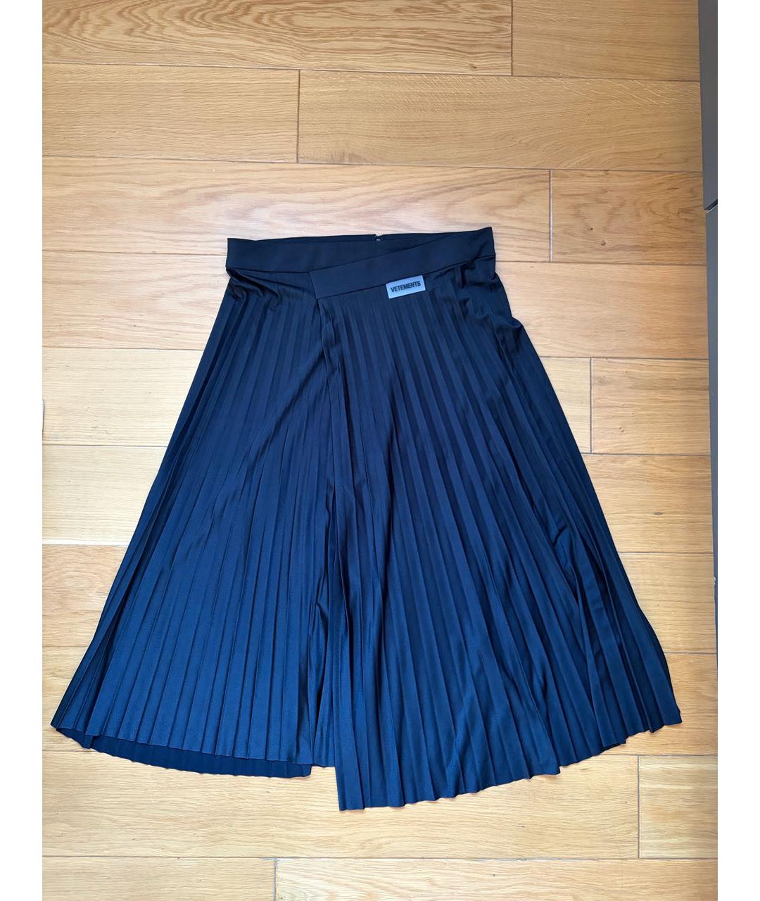 VETEMENTS Черная полиэстеровая юбка миди, фото 5