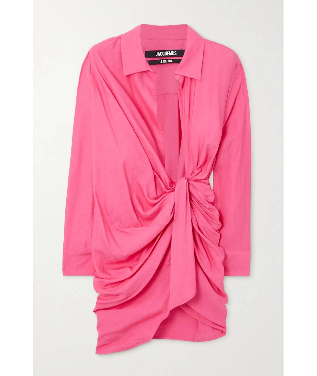 JACQUEMUS Розовое вискозное повседневное платье, фото 9