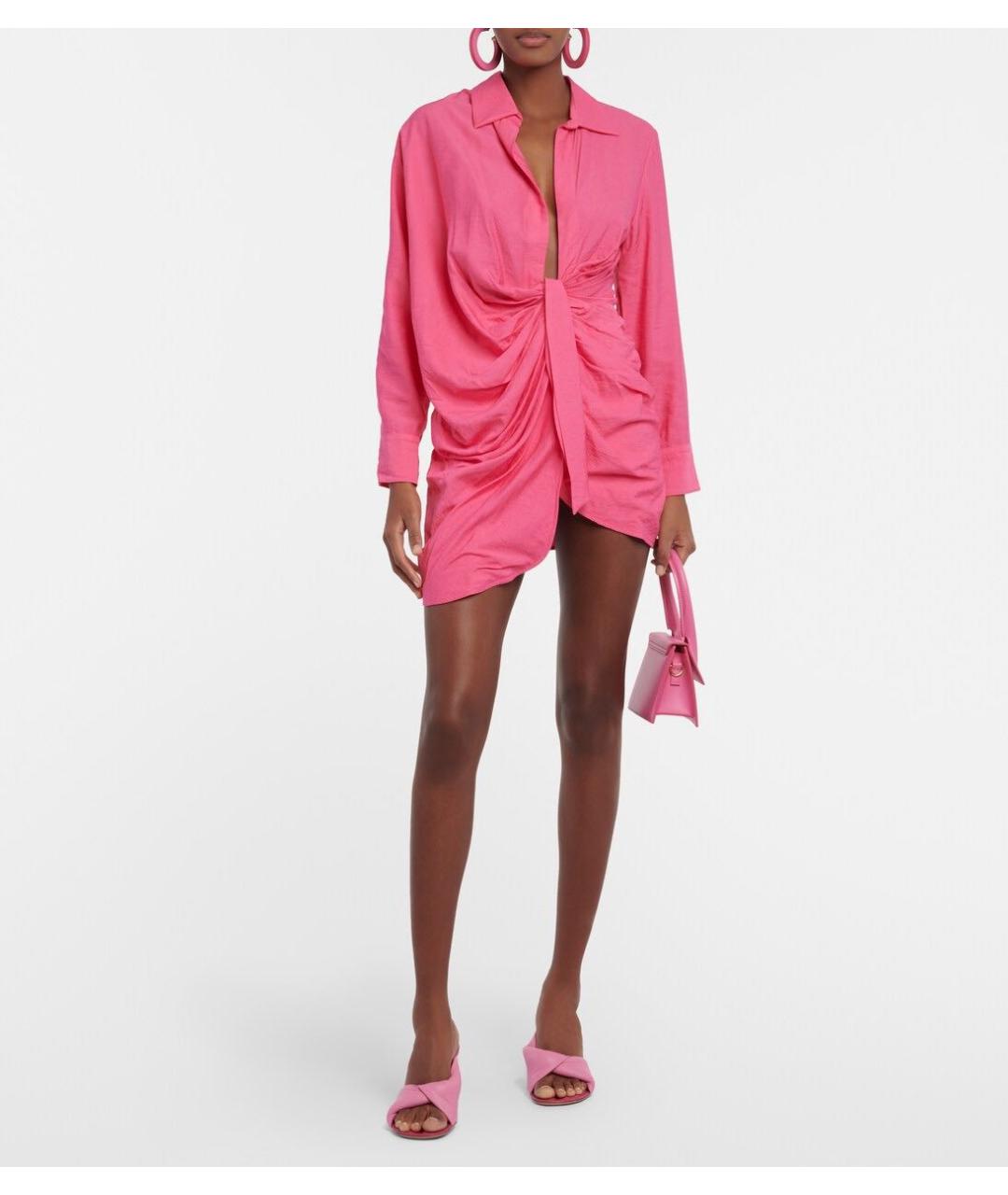 JACQUEMUS Розовое вискозное повседневное платье, фото 8