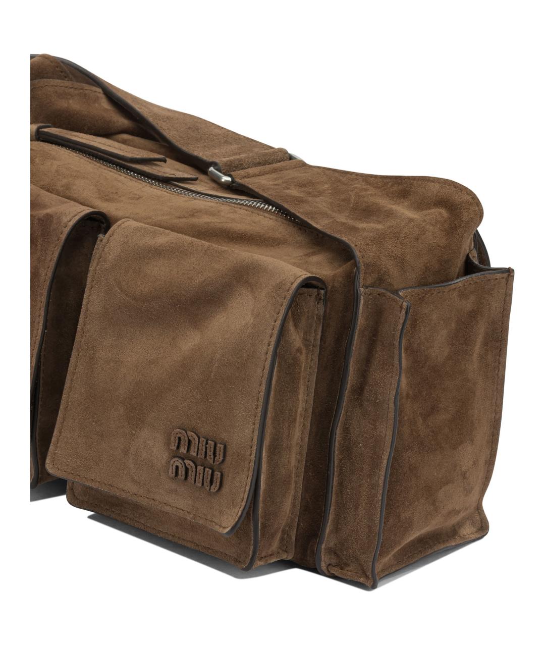 MIU MIU Коричневая замшевая сумка через плечо, фото 4