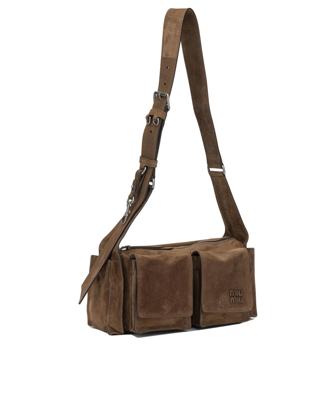 MIU MIU Коричневая замшевая сумка через плечо, фото 2