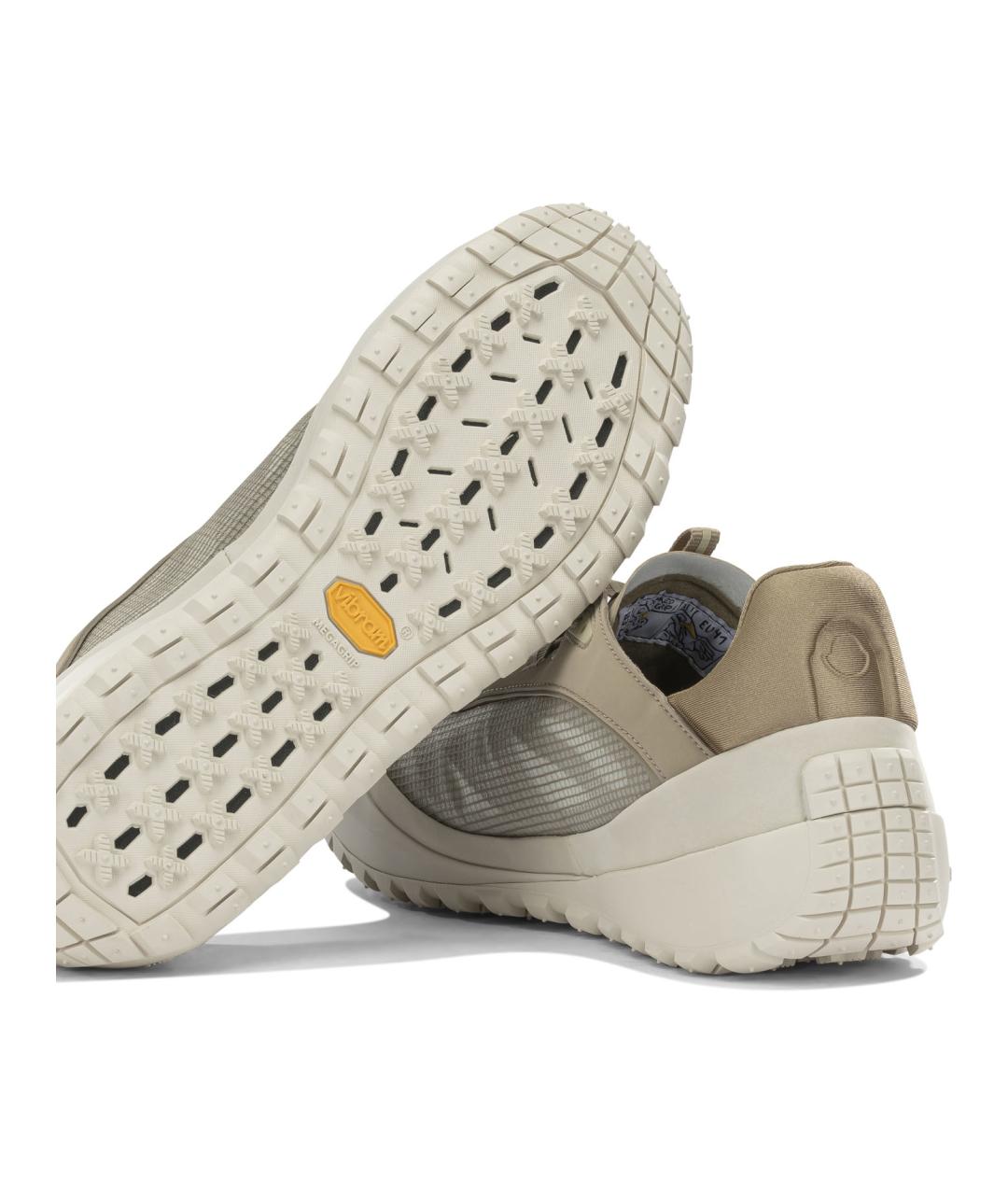 MONCLER Бежевые кожаные низкие кроссовки / кеды, фото 5