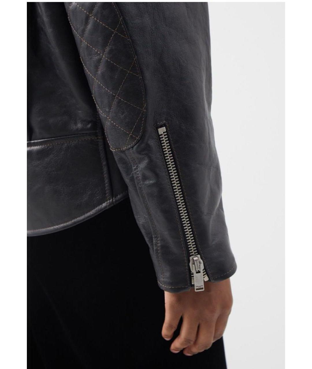 SAINT LAURENT Черная кожаная куртка, фото 4
