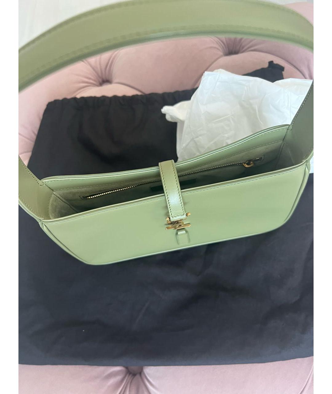 SAINT LAURENT Зеленая кожаная сумка через плечо, фото 4