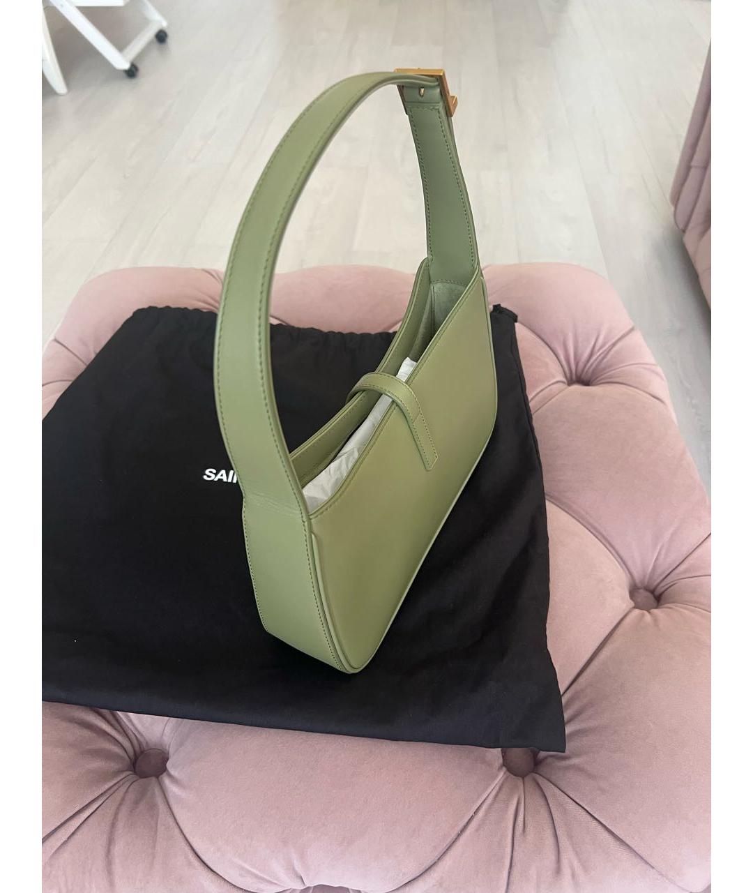 SAINT LAURENT Зеленая кожаная сумка через плечо, фото 2