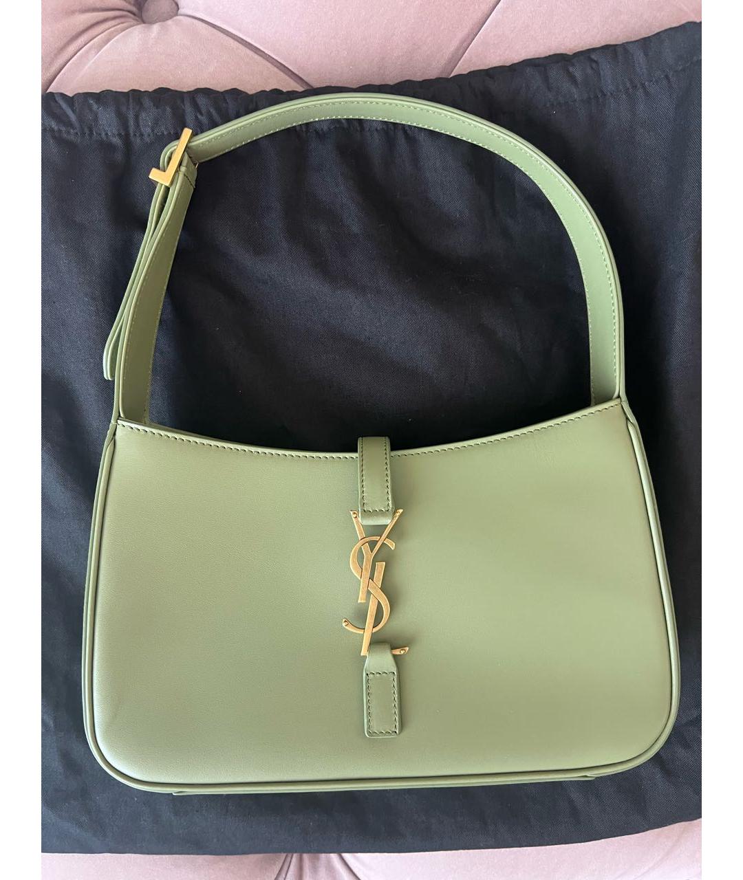 SAINT LAURENT Зеленая кожаная сумка через плечо, фото 5