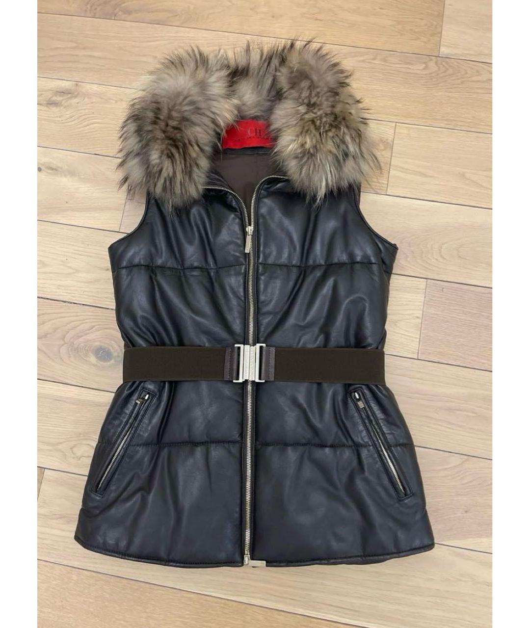 CAROLINA HERRERA Черный кожаный жилет, фото 6