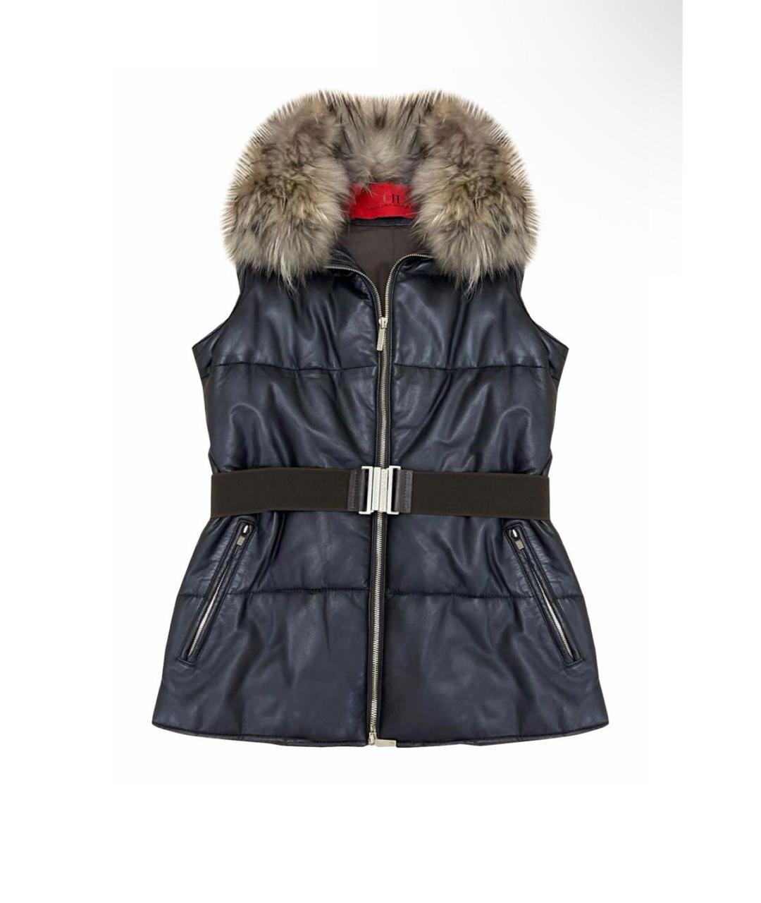 CAROLINA HERRERA Черный кожаный жилет, фото 7