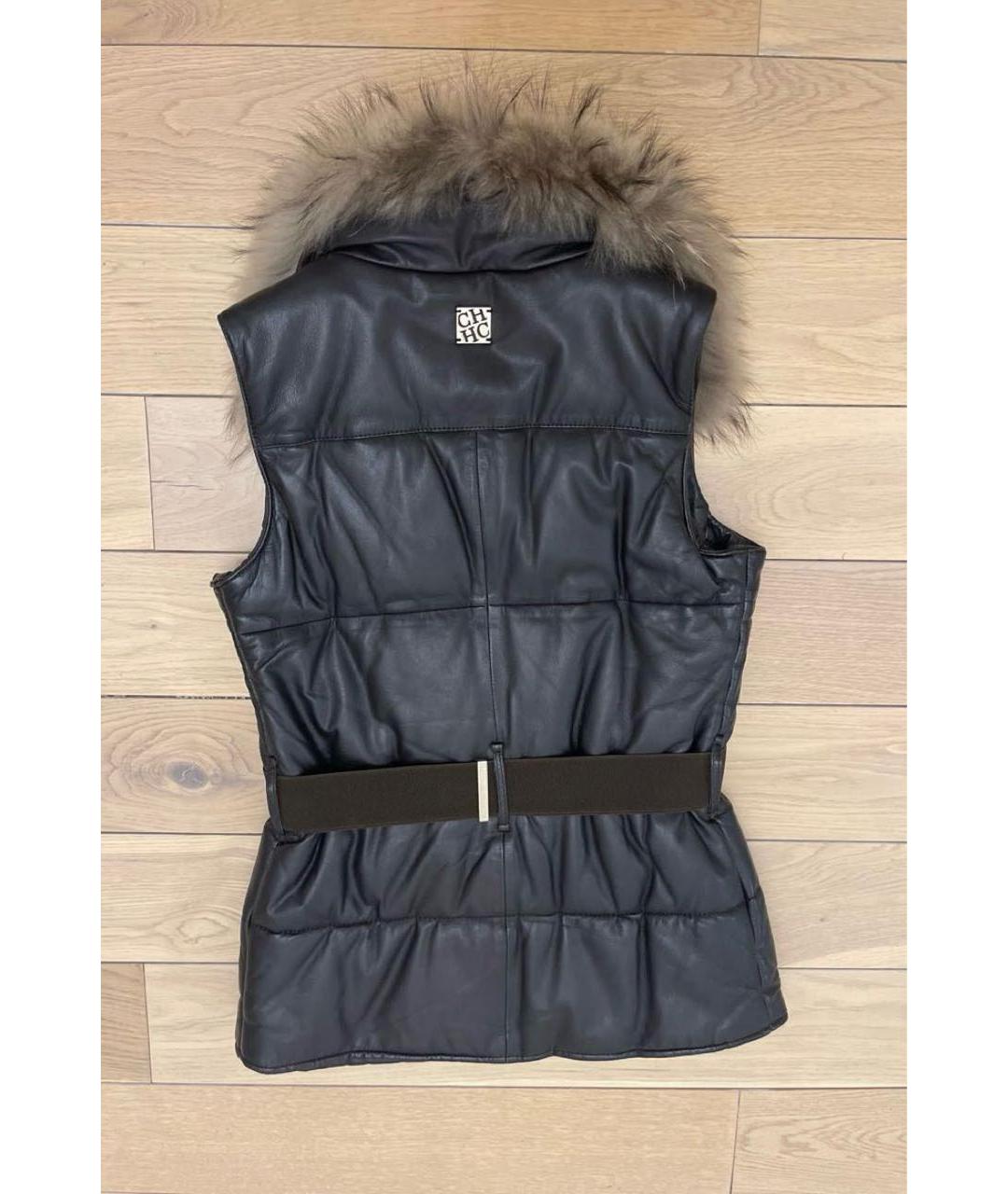 CAROLINA HERRERA Черный кожаный жилет, фото 5