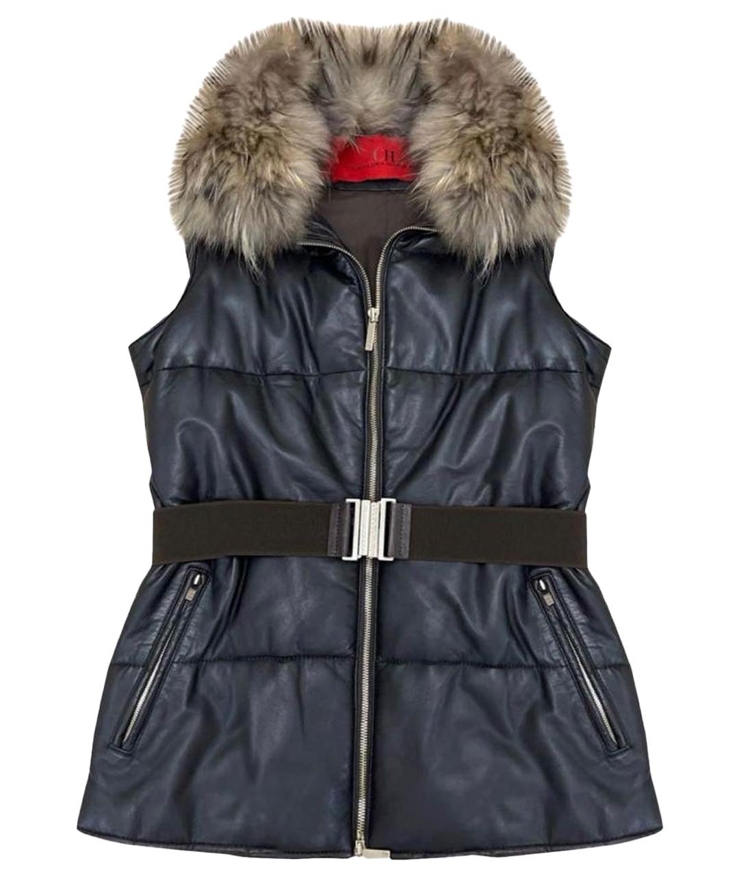 CAROLINA HERRERA Черный кожаный жилет, фото 1