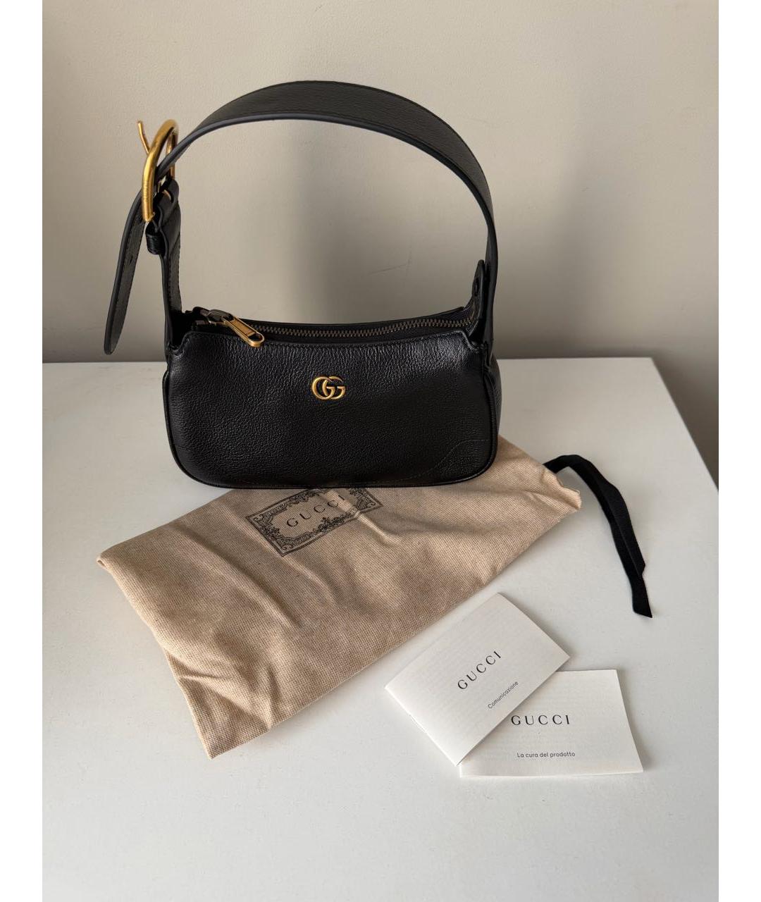 GUCCI Черная кожаная сумка с короткими ручками, фото 5