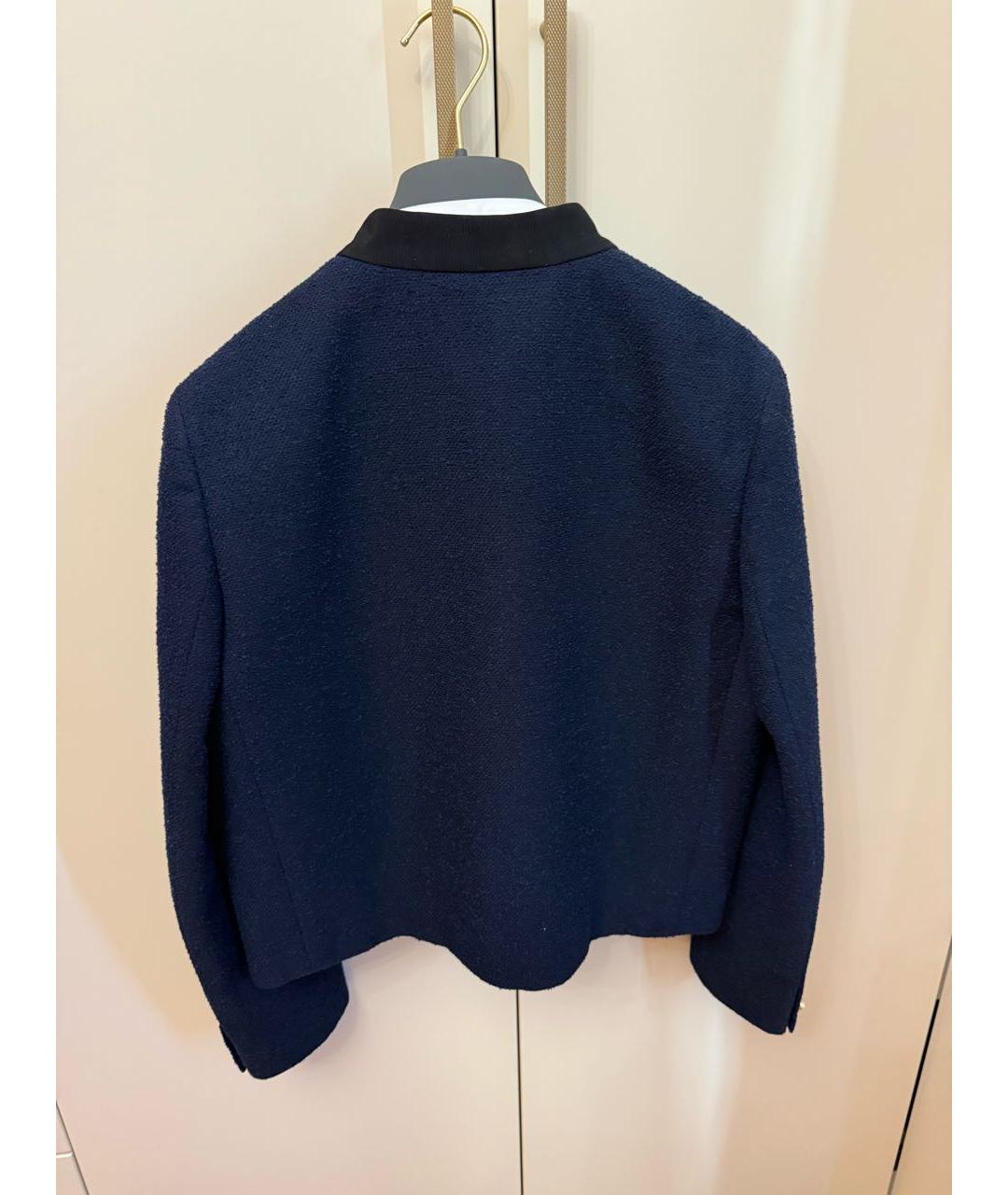 CHRISTIAN DIOR Темно-синий твидовый жакет/пиджак, фото 2