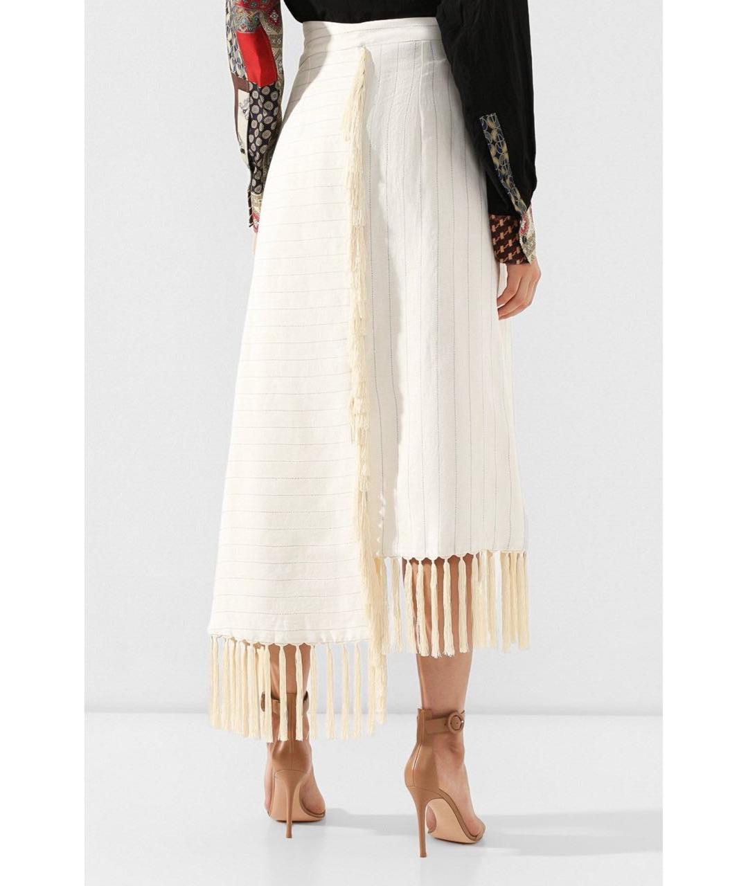 LOEWE Бежевая льняная юбка миди, фото 8