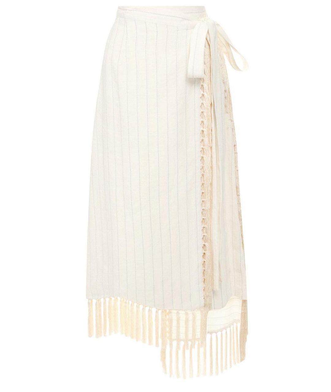 LOEWE Бежевая льняная юбка миди, фото 1