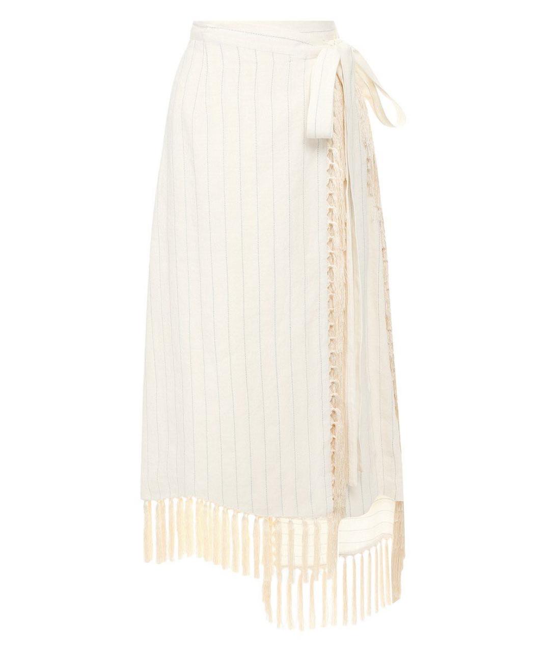 LOEWE Бежевая льняная юбка миди, фото 9