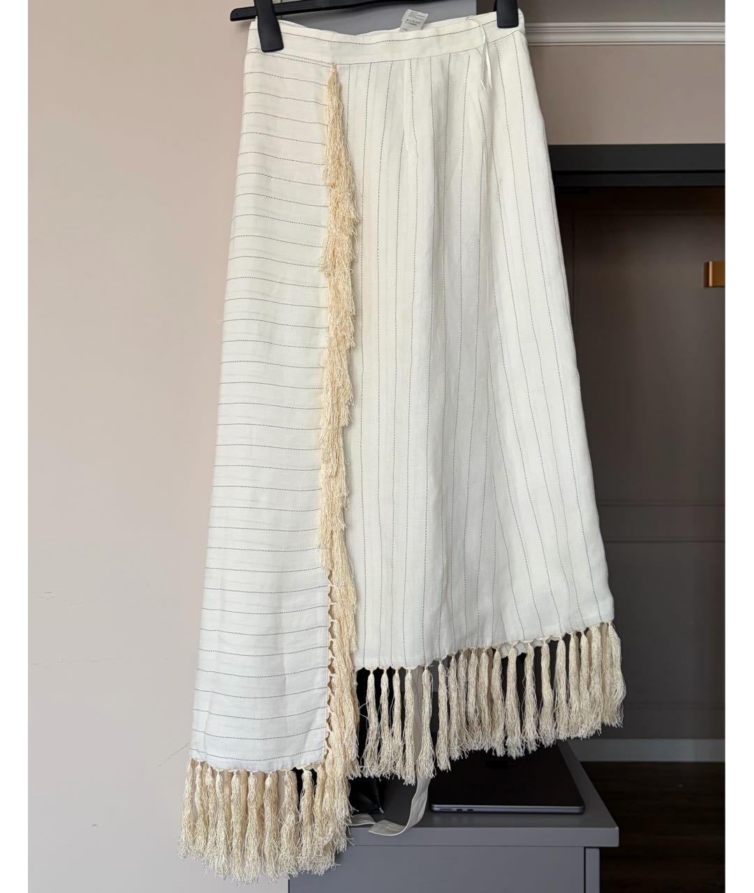 LOEWE Бежевая льняная юбка миди, фото 3