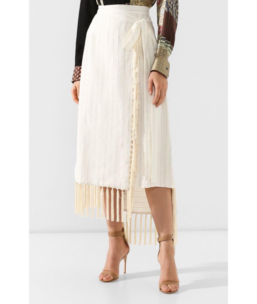 LOEWE Бежевая льняная юбка миди, фото 7