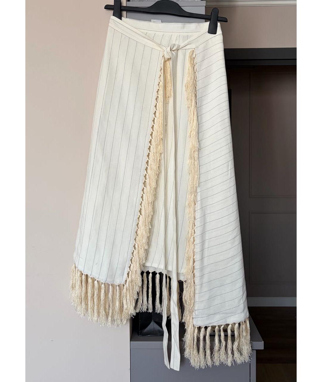 LOEWE Бежевая льняная юбка миди, фото 2