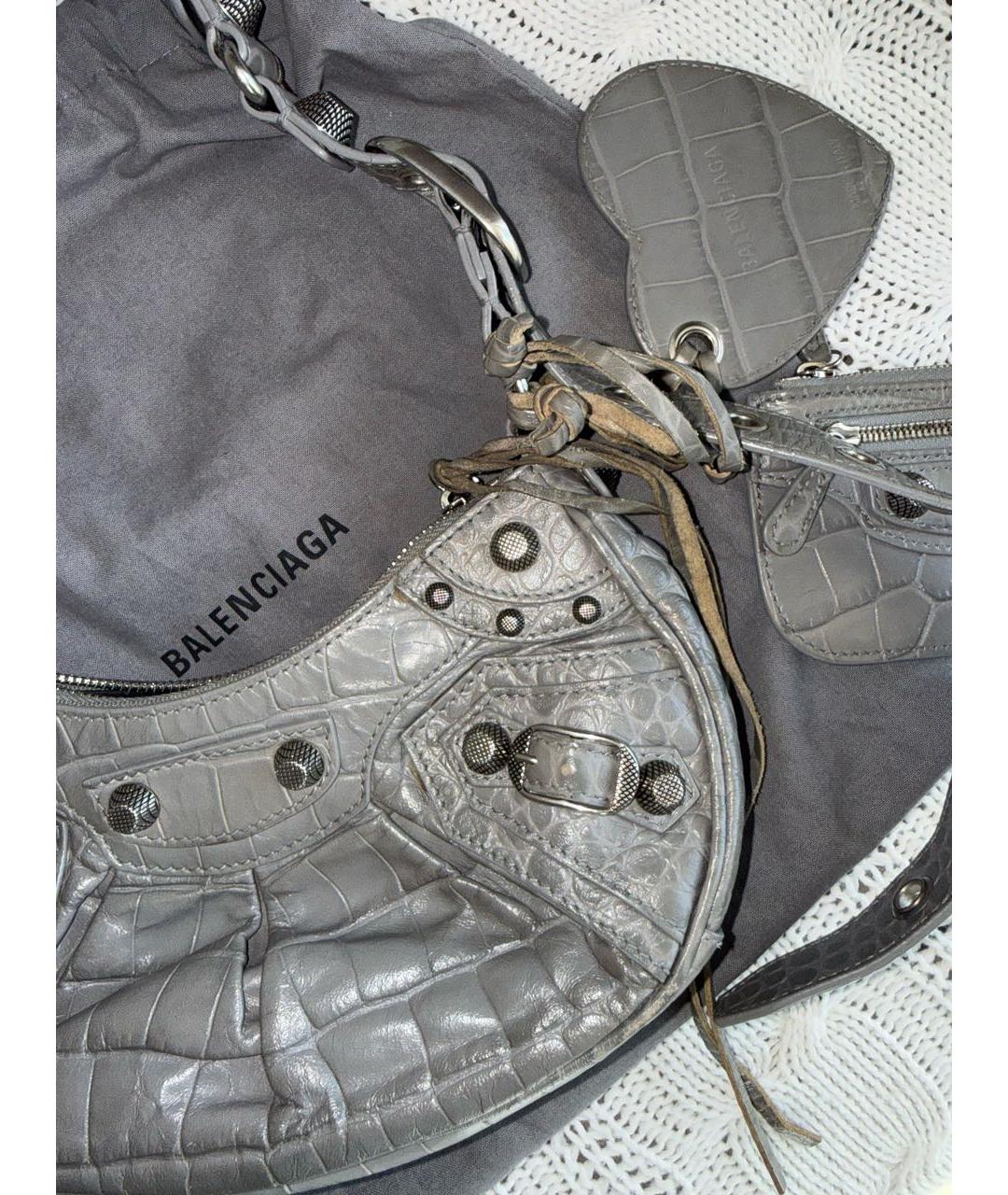 BALENCIAGA Серая кожаная сумка через плечо, фото 6