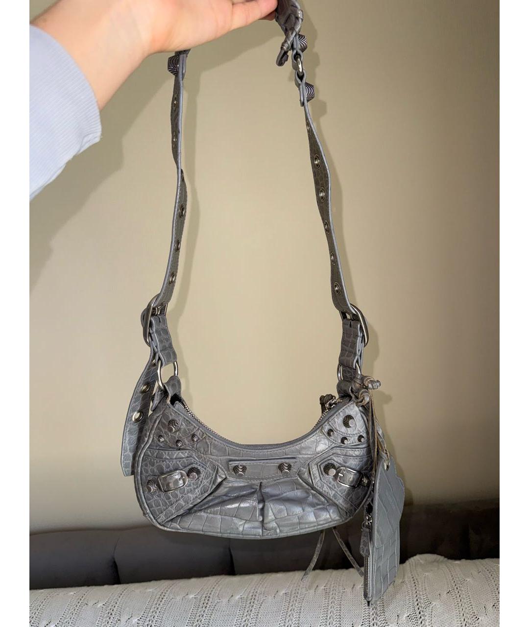BALENCIAGA Серая кожаная сумка через плечо, фото 2