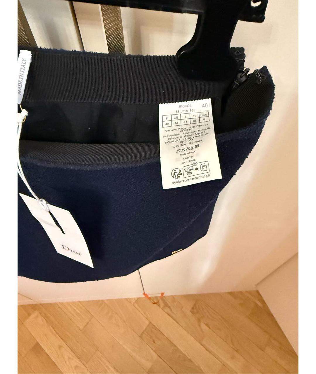 CHRISTIAN DIOR Темно-синяя твидовая юбка мини, фото 2