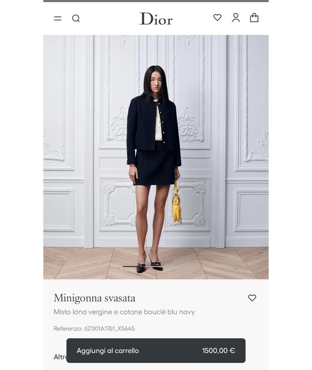 CHRISTIAN DIOR Темно-синяя твидовая юбка мини, фото 5