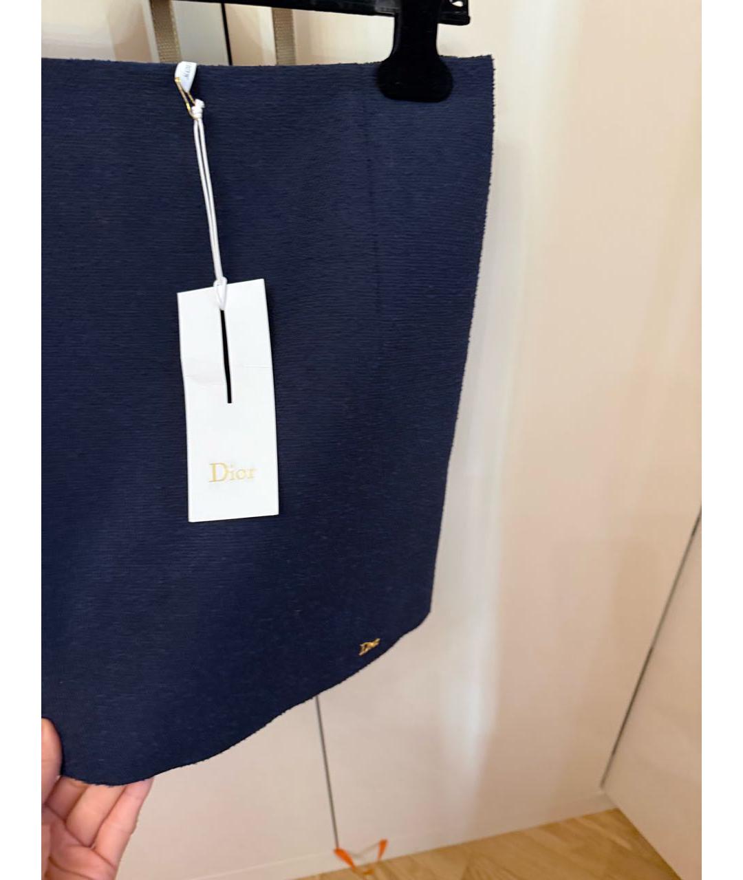 CHRISTIAN DIOR Темно-синяя твидовая юбка мини, фото 4