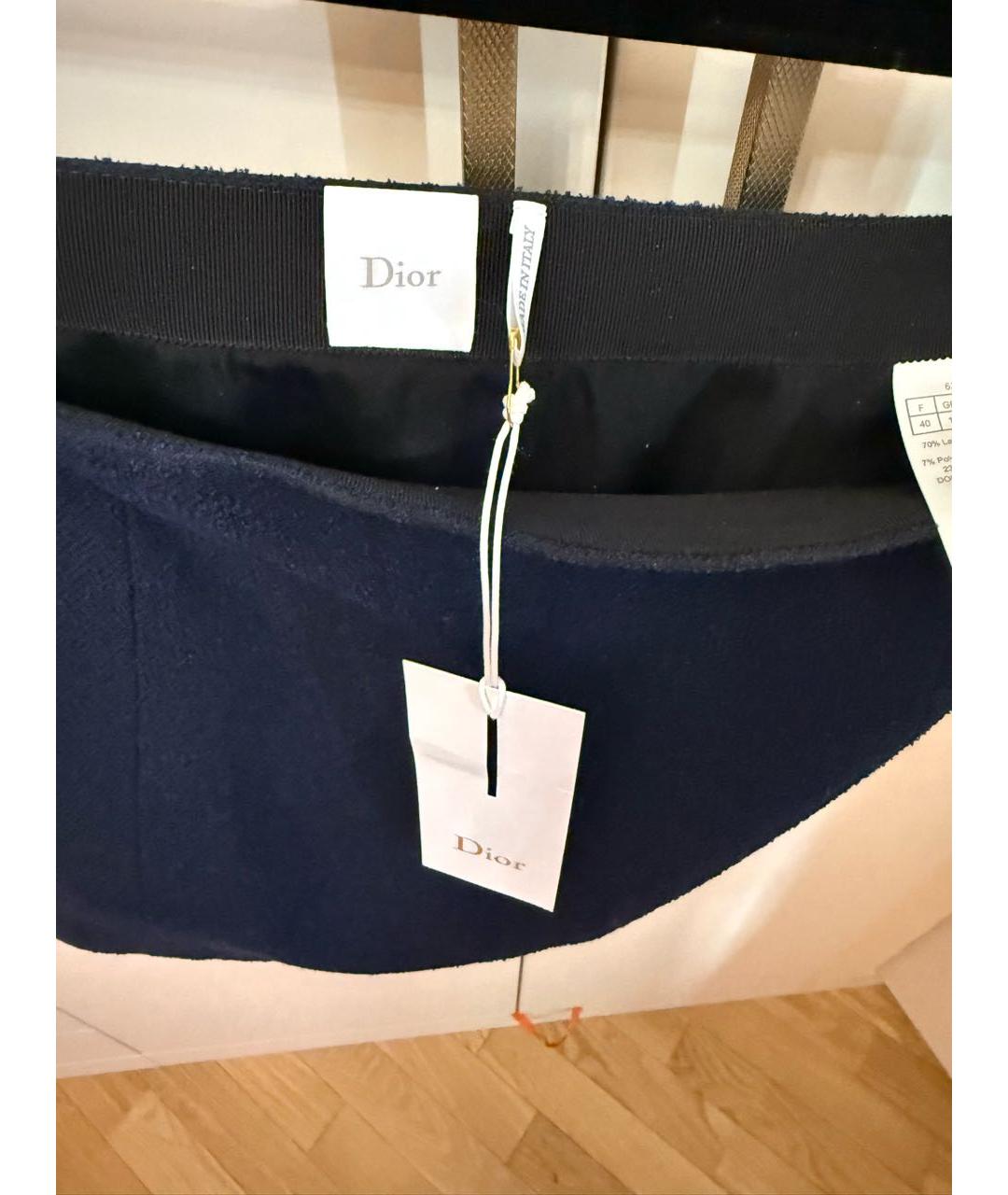 CHRISTIAN DIOR Темно-синяя твидовая юбка мини, фото 3