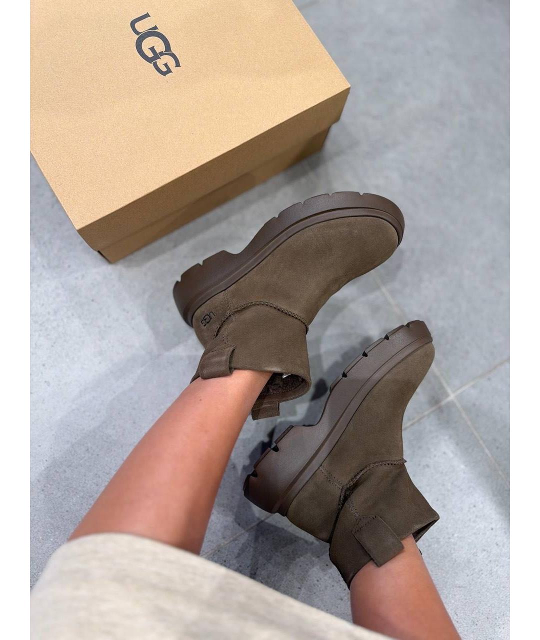 UGG AUSTRALIA Коричневые замшевые ботинки, фото 4