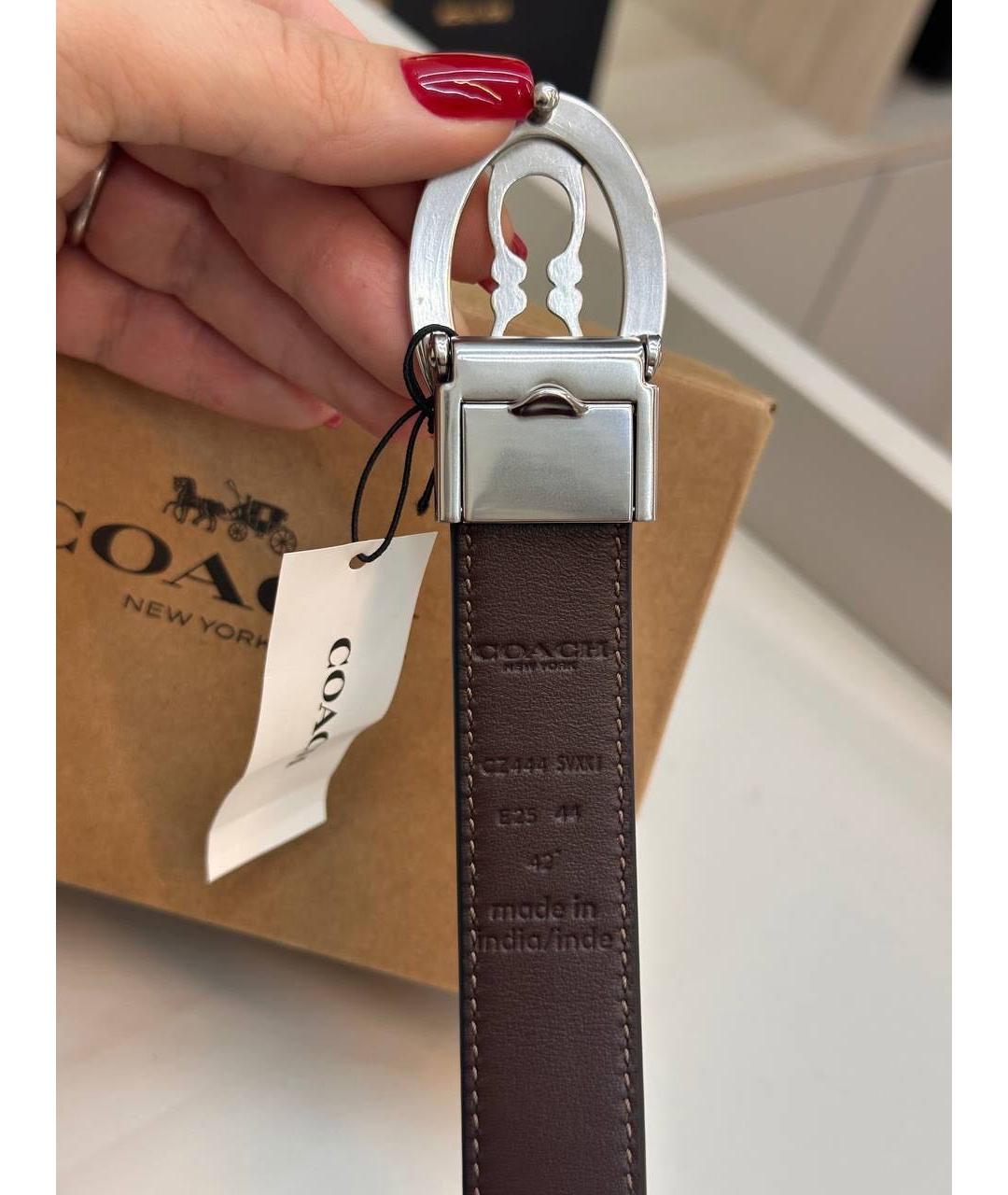 COACH Черный кожаный ремень, фото 6