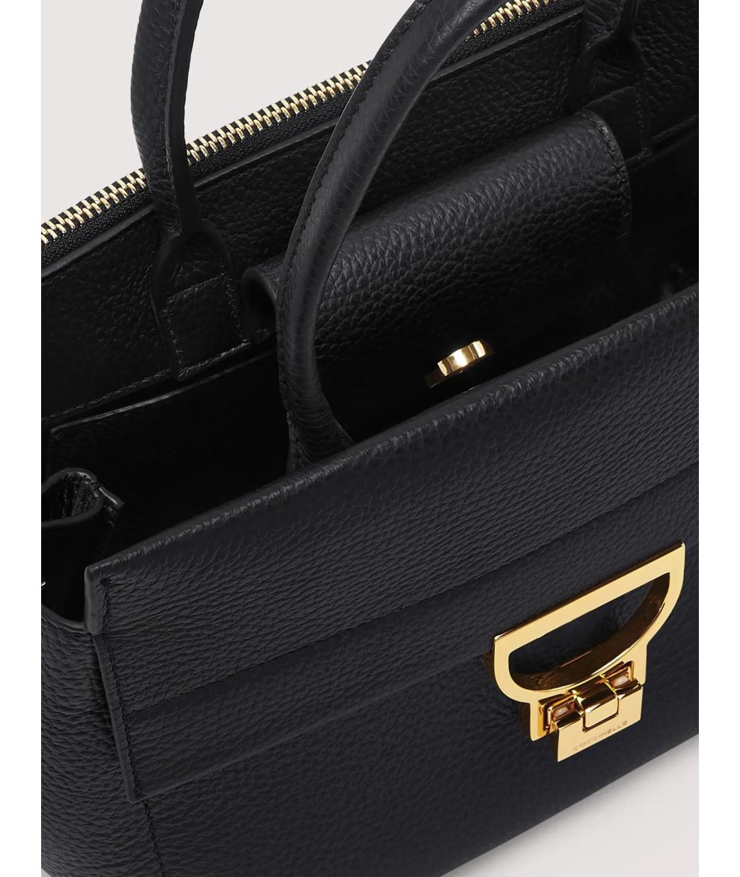 COCCINELLE Черная кожаная сумка с короткими ручками, фото 3