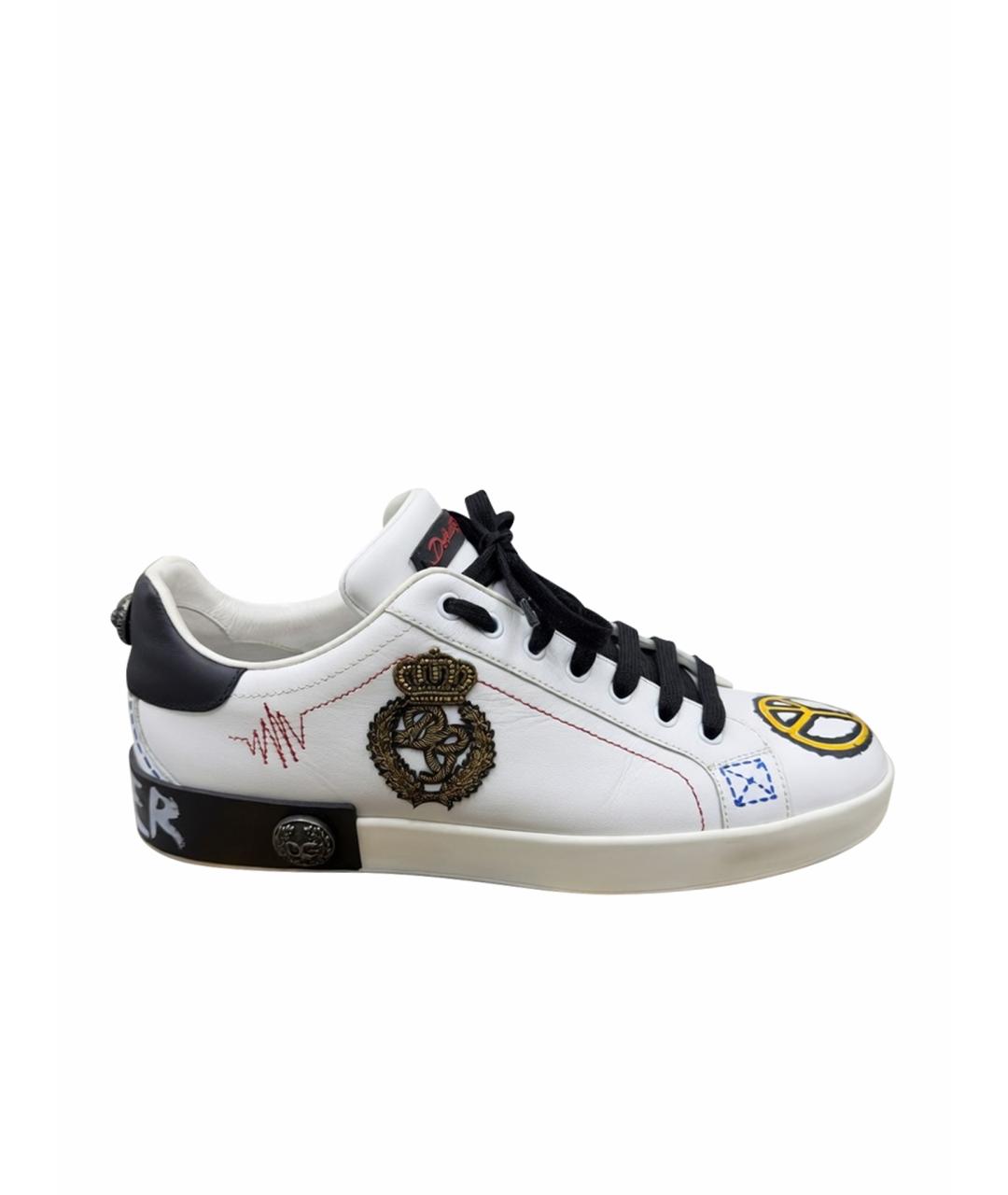 DOLCE&GABBANA Белые кожаные низкие кроссовки / кеды, фото 1