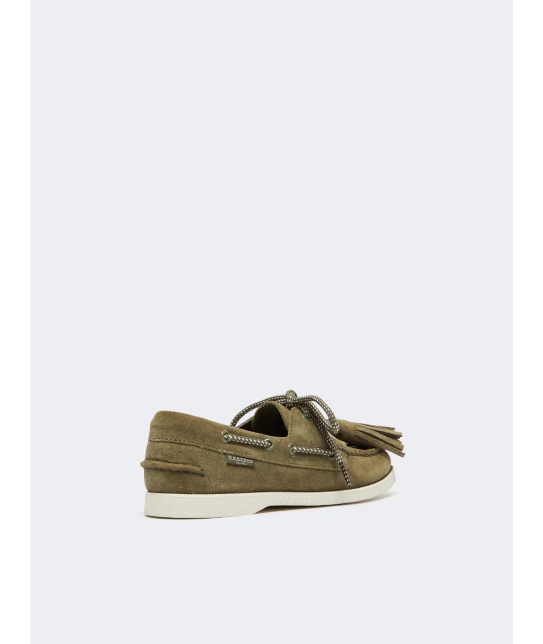 WEEKEND MAX MARA Зеленые замшевые лоферы, фото 3