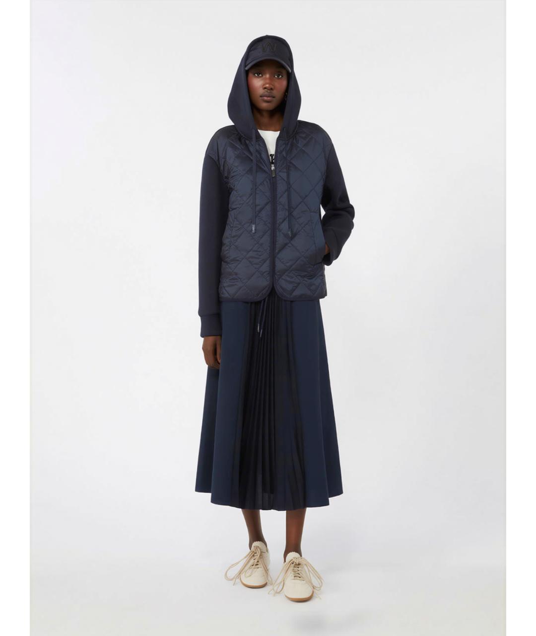 WEEKEND MAX MARA Темно-синяя полиэстеровая юбка миди, фото 2