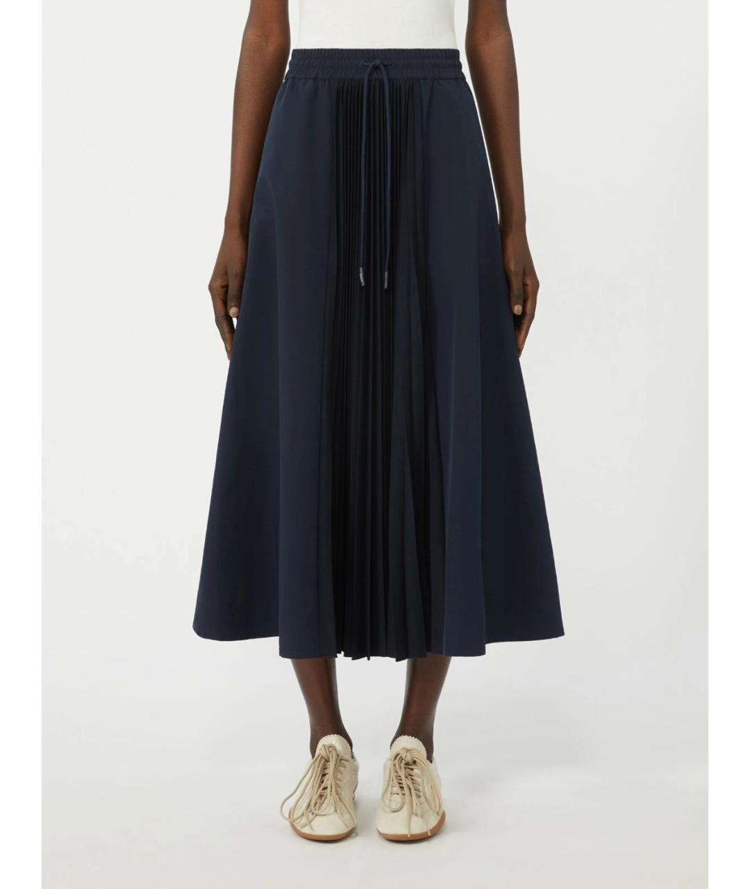 WEEKEND MAX MARA Темно-синяя полиэстеровая юбка миди, фото 3