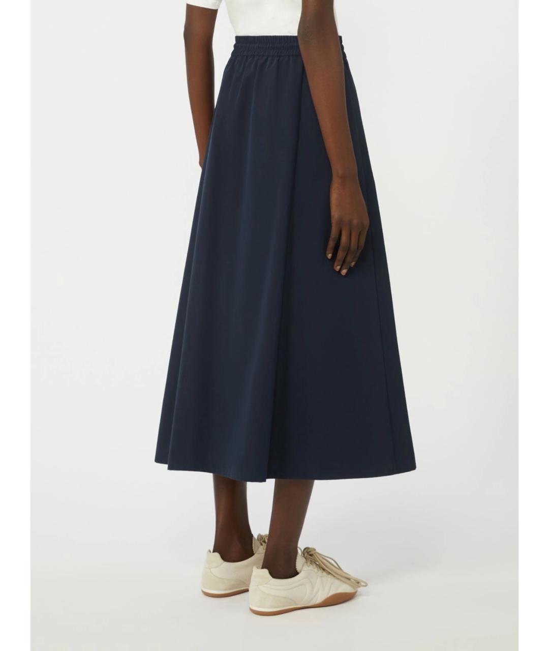 WEEKEND MAX MARA Темно-синяя полиэстеровая юбка миди, фото 4