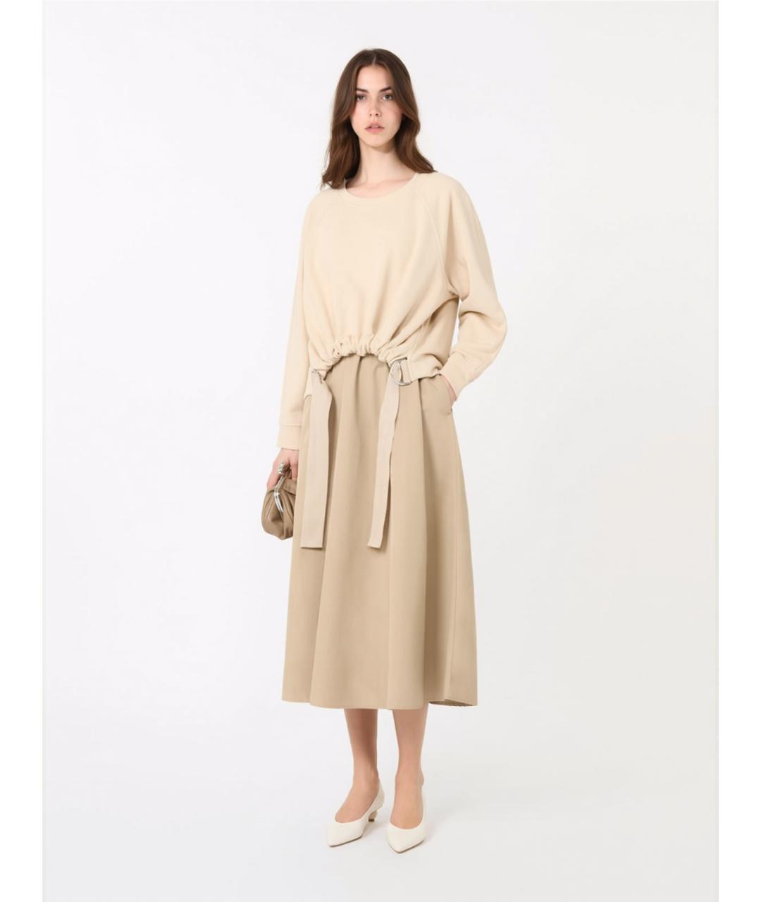 WEEKEND MAX MARA Бежевое хлопковое повседневное платье, фото 2