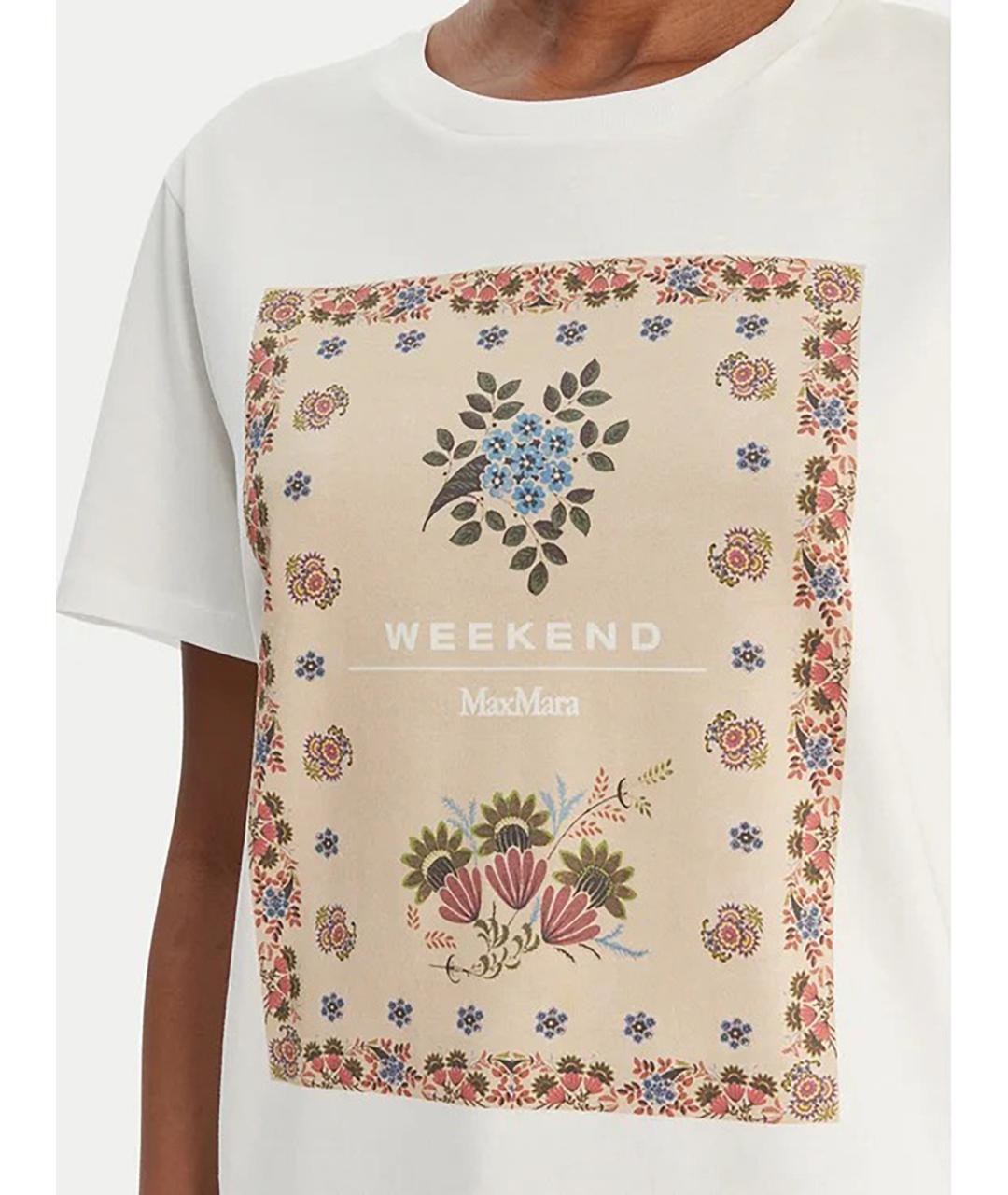 WEEKEND MAX MARA Белая хлопковая футболка, фото 4