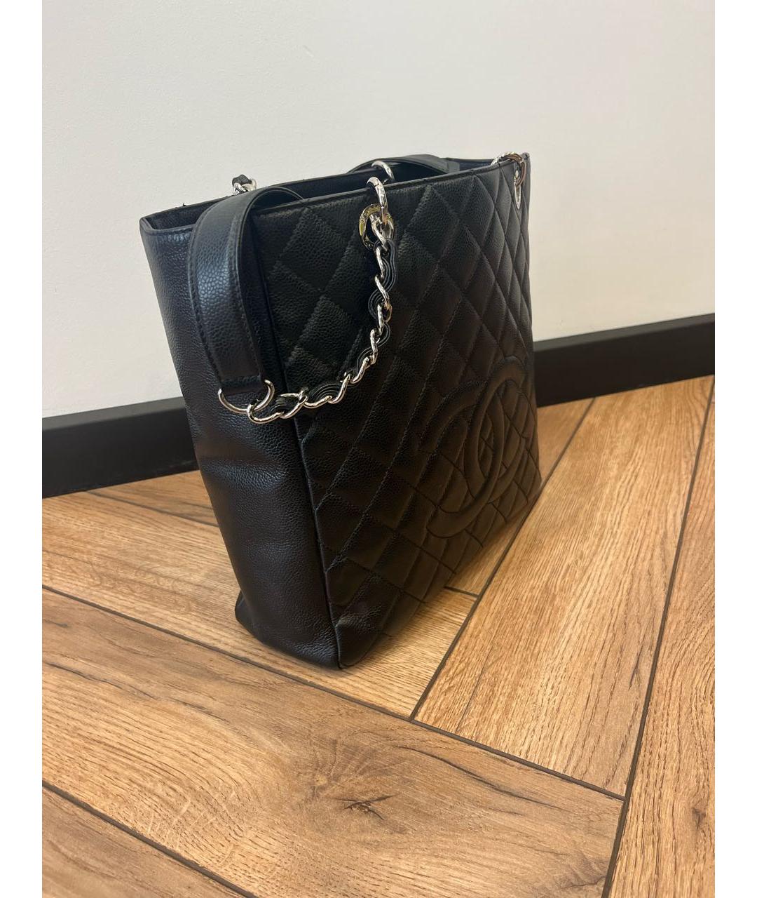 CHANEL Черная кожаная сумка тоут, фото 2