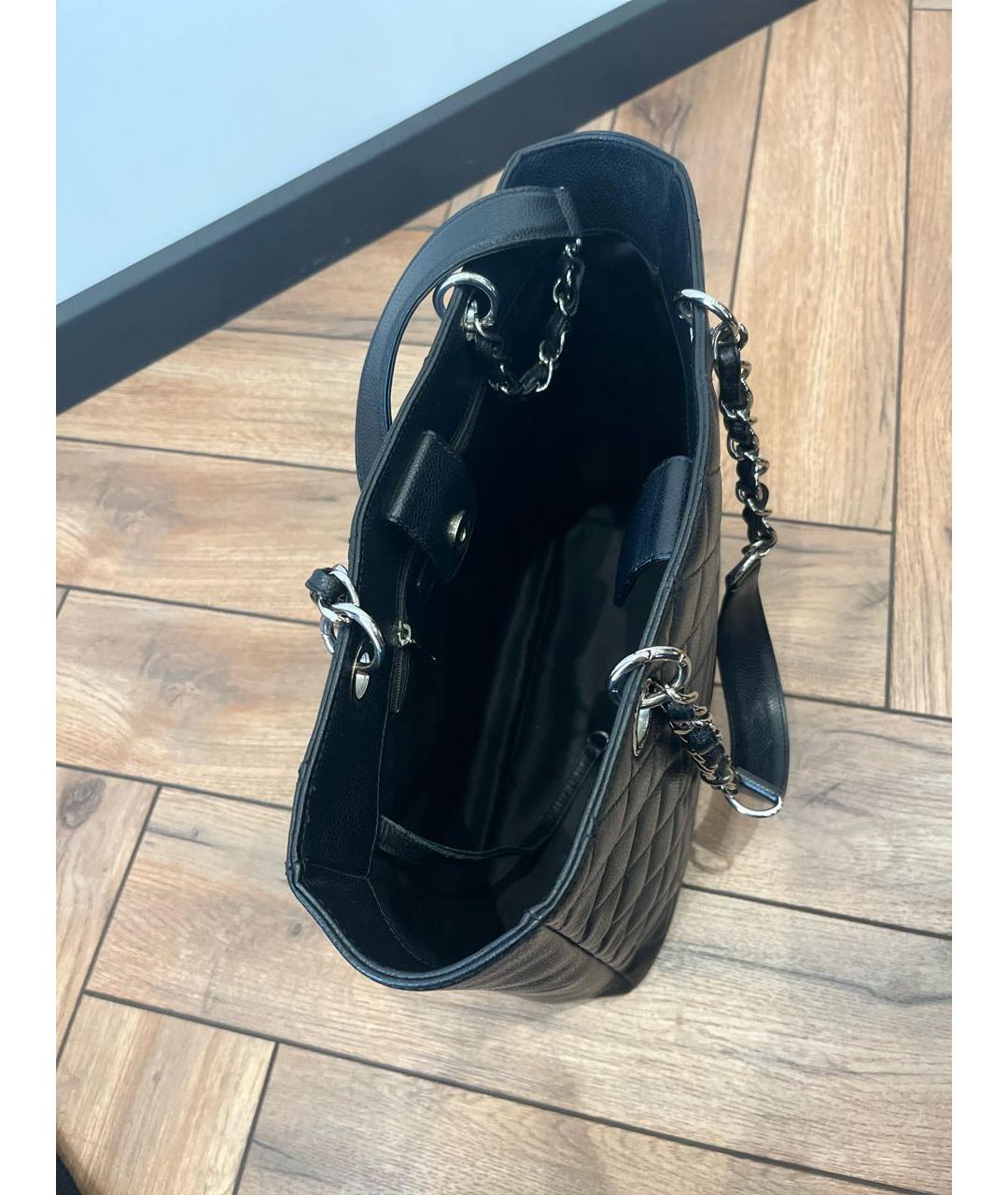 CHANEL Черная кожаная сумка тоут, фото 4