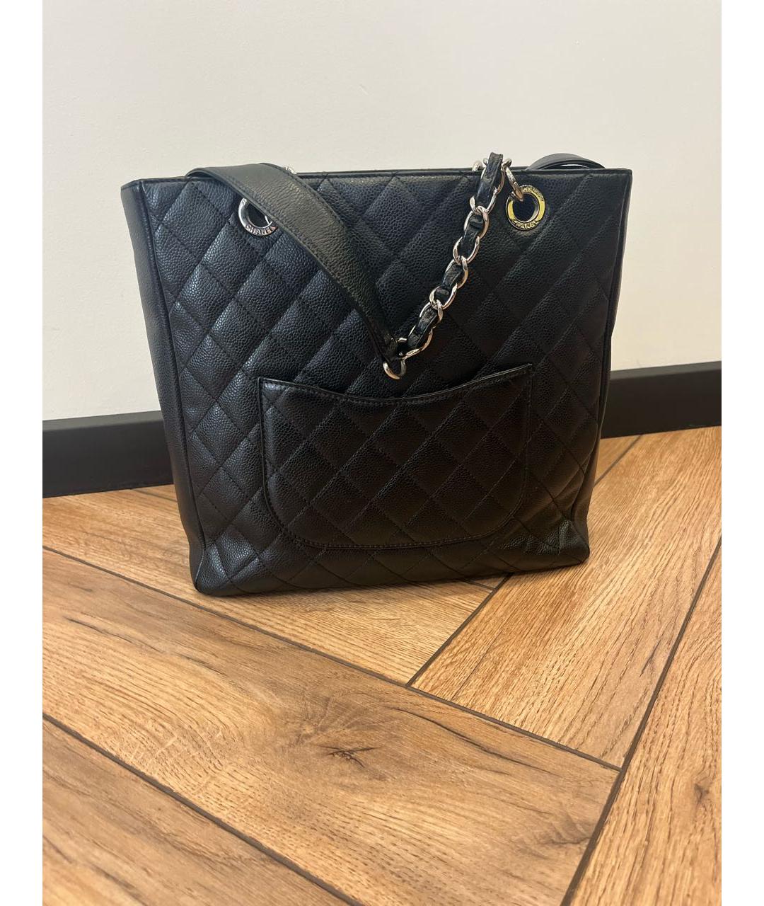 CHANEL Черная кожаная сумка тоут, фото 3