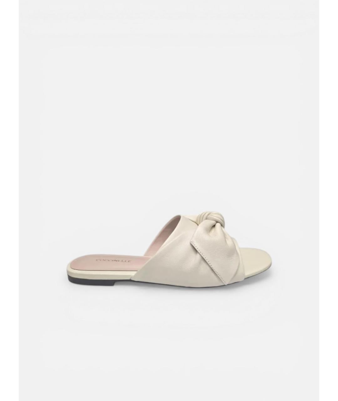 COCCINELLE Белые кожаные шлепанцы, фото 6