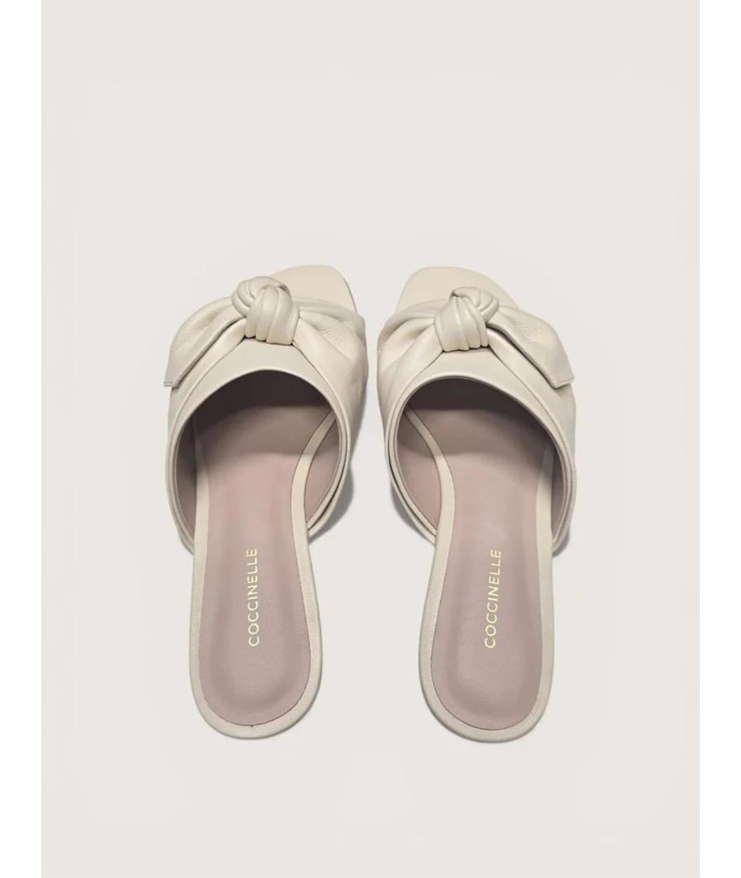 COCCINELLE Белые кожаные шлепанцы, фото 5