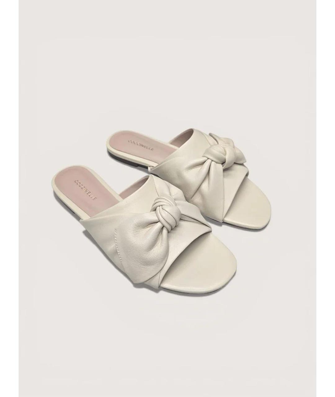 COCCINELLE Белые кожаные шлепанцы, фото 3