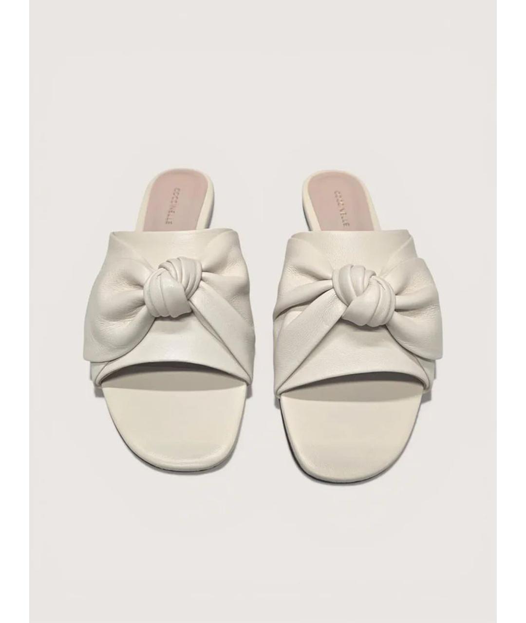 COCCINELLE Белые кожаные шлепанцы, фото 4